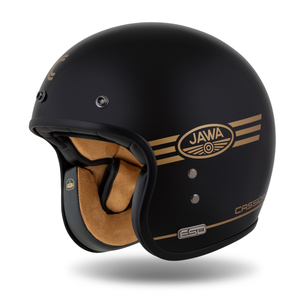 Helmet (M) ESO JAWA PÉRÁK, CASSIDA (BLACK PEARL/GOLD)