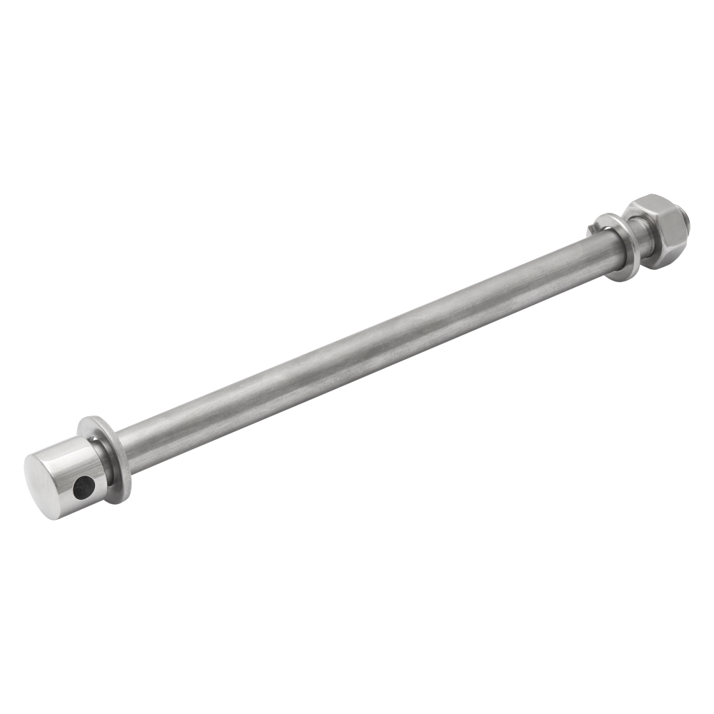 Wheel axle with nut (REAR), POLISHED STAINLESS - JAWA 50 555