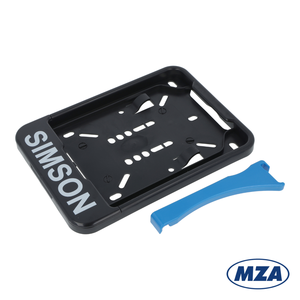 License plate pad, black with print - 168x122 mm (MZA) - Simson