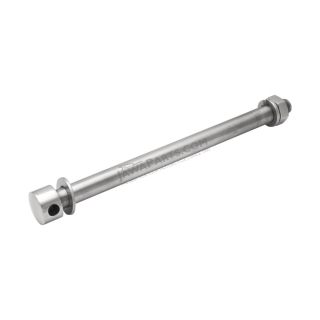 Wheel axle with nut (REAR), POLISHED STAINLESS - JAWA-ČZ 355-356, ČZ 450-475