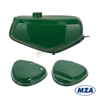 Fuel tank with lids (set), DARK GREEN (MZA) - Simson S51, S70 Enduro