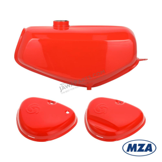 Fuel tank with lids (set), LIGHT RED (MZA) - Simson S51, S70 Enduro